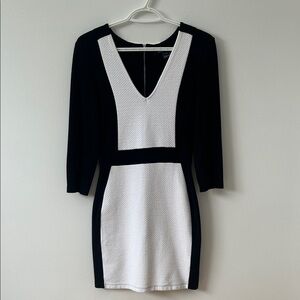 French Connection Black and White Long Sleeve Dress